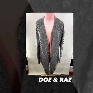 EUC Doe & Rae Pom Pom Heart Cardigan